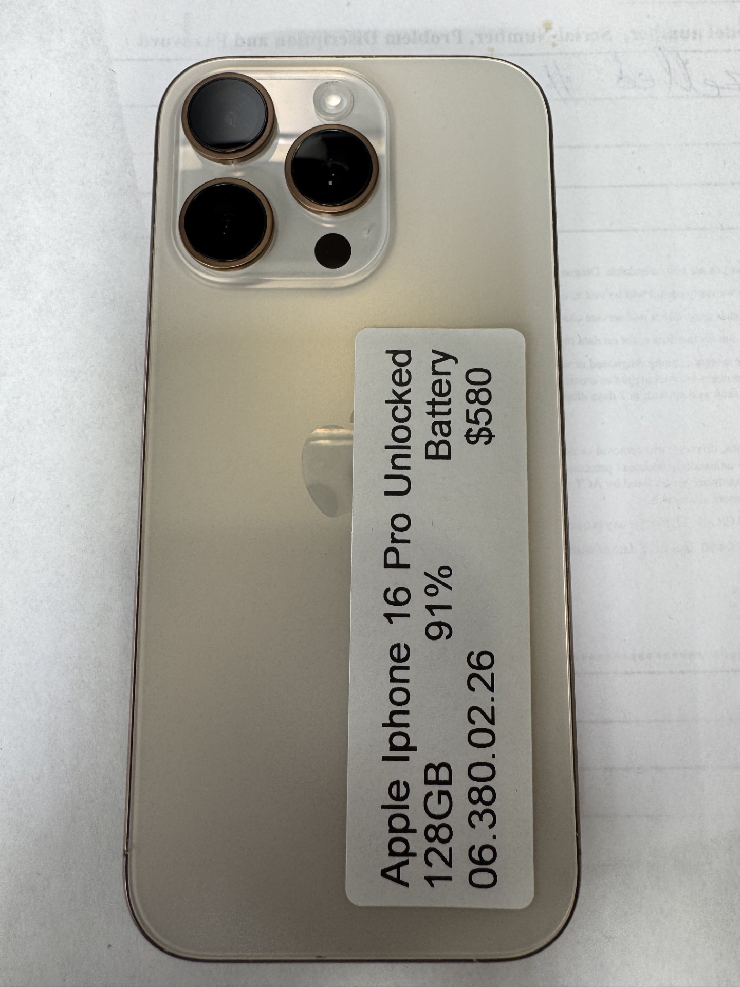 Apple Iphone 16 Pro Gold 128GB Unlocked